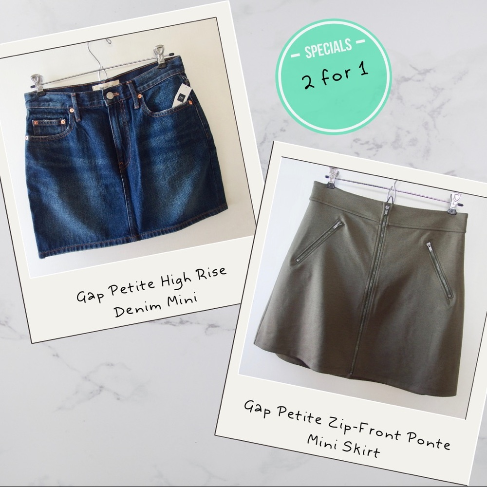 Gap Petite Denim Mini + Gap Petite Zip Front Mini